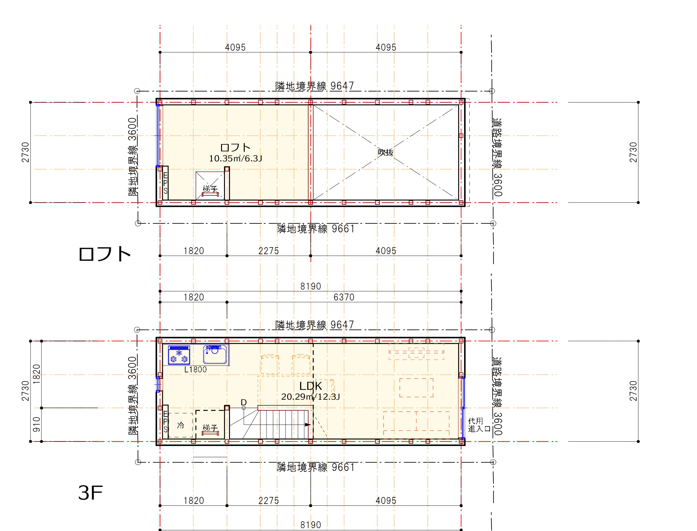 3F 平面図：LDK 12畳＋ロフト